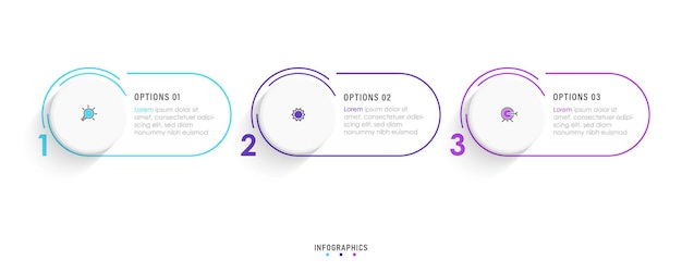 Vector Infographic label design template with icons and 3 options or steps.