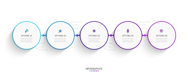 Vector Infographic label design template with icons and 5 options or steps Can be used for process