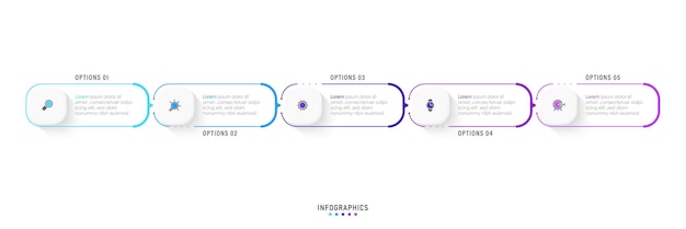 Vector Infographic label design template with icons and 5 options or steps. Can be used for process