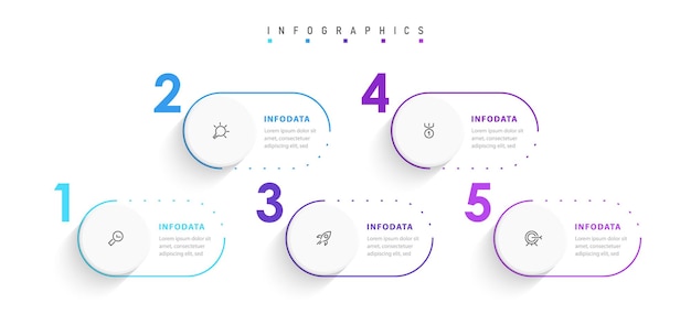 Vector Infographic label design template with icons and 5 options or steps