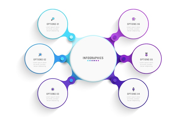 Vector Infographic label design template with icons and 6 options or steps