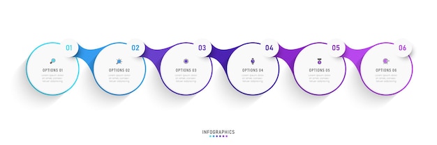 Vector Infographic label design template with icons and 6 options or steps