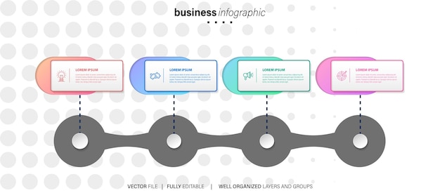 Vector infographic label design with icons and 4 options or steps can be used for process diagrams