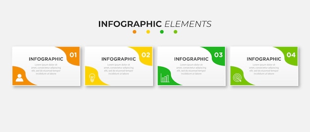 Vector infographic label design with square and arrows Business concept with 4 options or steps Can be used for workflow diagram info chart web design