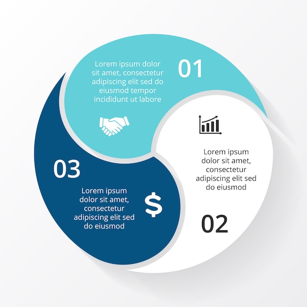 Vector Infographic Presentation template Circle diagram Chart with 3 options