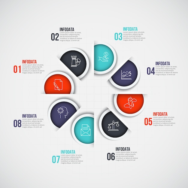 Vector infographic template Business concept with 8 options parts steps or processes