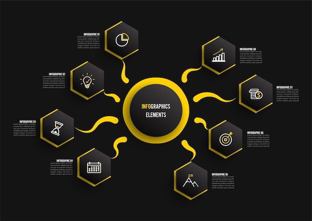 Vector infographic template with 3D paper label Business concept with 8 options For content diagram.