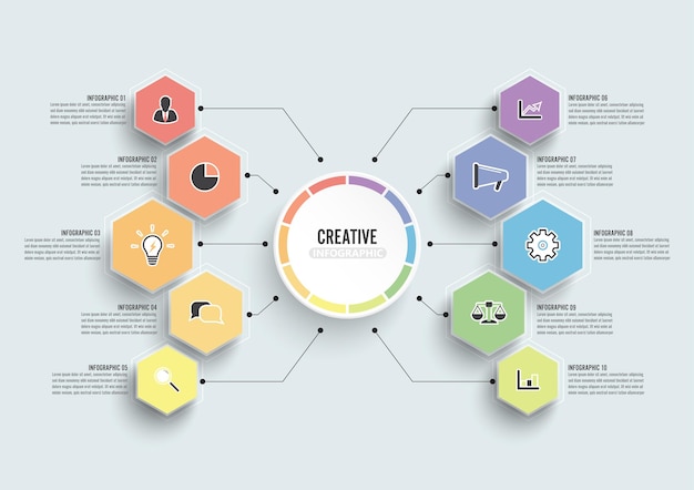 Vector infographic template with 3D paper label, integrated circles.