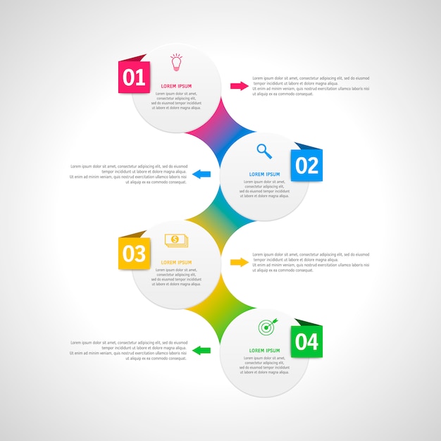 Vector infographics template with four options in material design style.