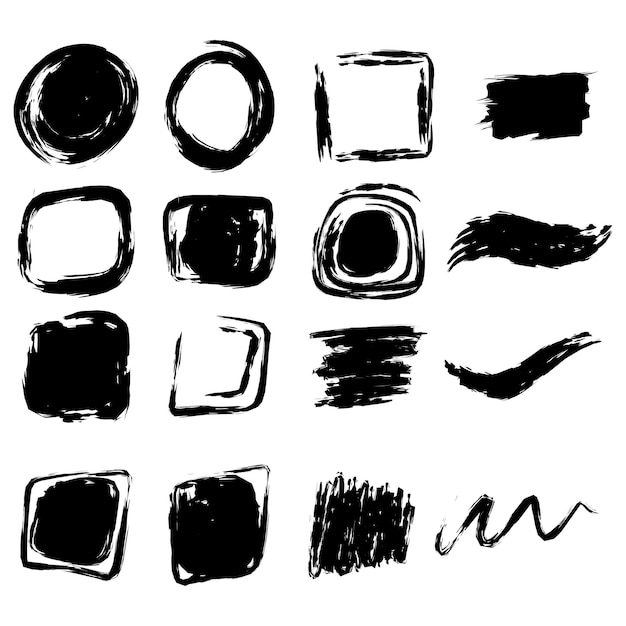 vector ink brush strokes collection