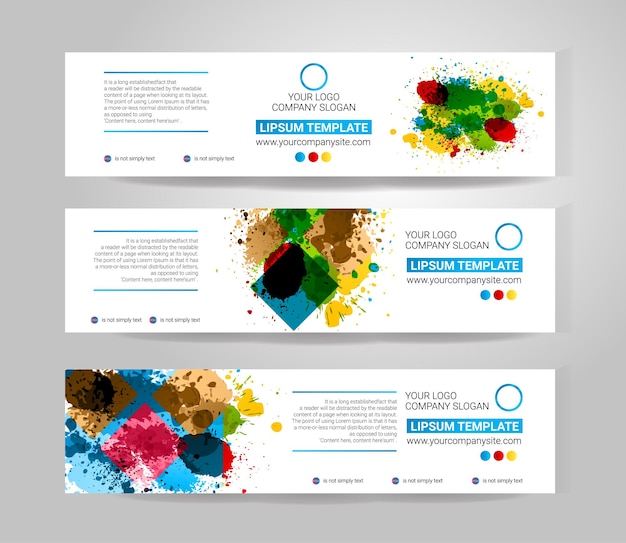 Vector Ink splash banner set Concept geometric design