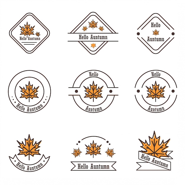 Vector inspiration from the flat design of several maple leaves icons and logos that bring the autumn theme.