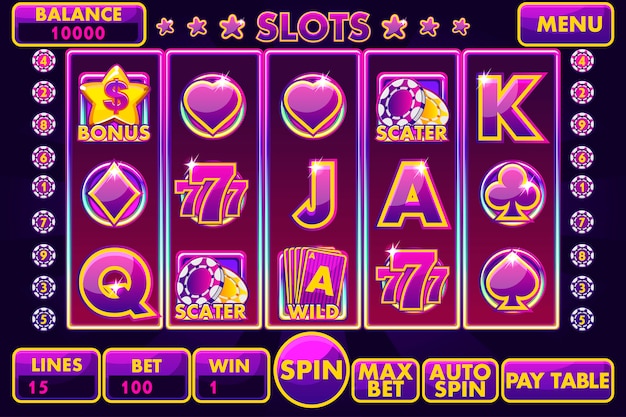 Vector Interface slot machine in purple colored.