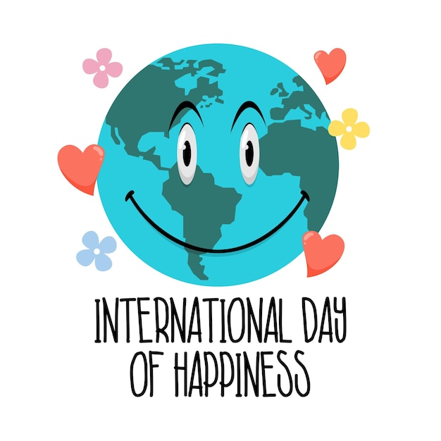 vector international day of happiness day poster template on white background