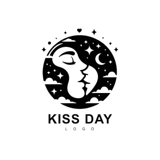 Vector international kissing day illustration in paper style logo