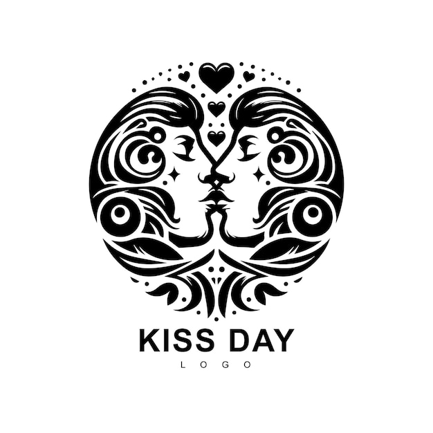 Vector international kissing day illustration in paper style logo