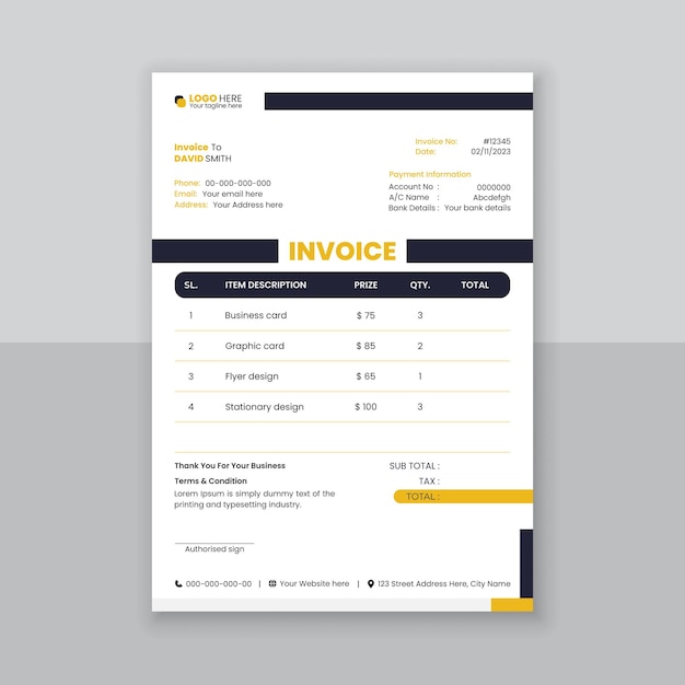 Vector vector invoice design template