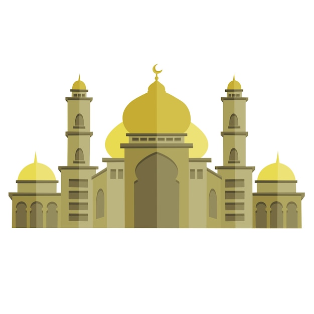 Vector Islamic Mosque Facade Building Art Illustration