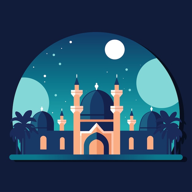 Vector islamic ramadan with mosque template