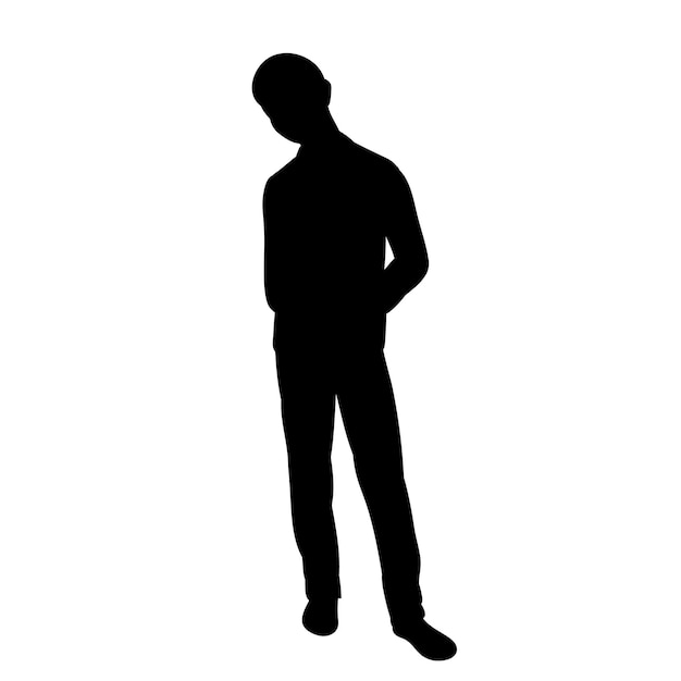 Vector isolated black silhouette boy child