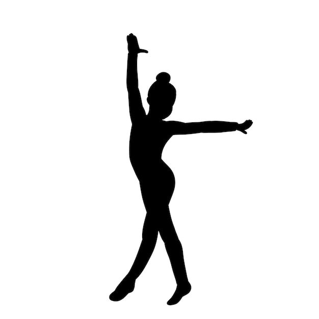 Vector isolated black silhouette of a girl gymnasts acrobatics