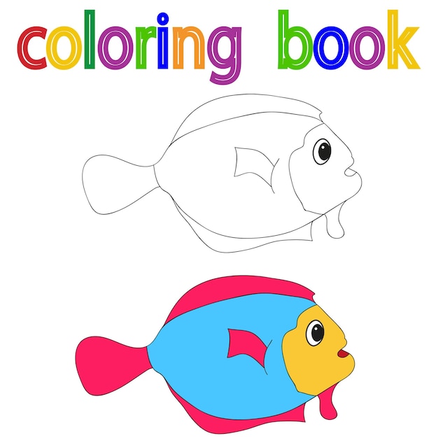 Vector isolated book coloring fish