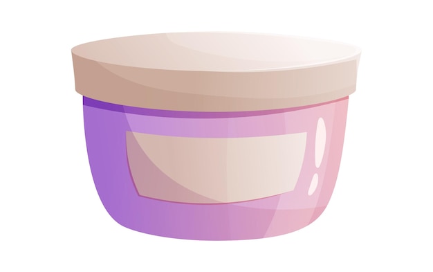 Vector vector isolated cartoon illustration of a jar with a lid with a cream or beauty product