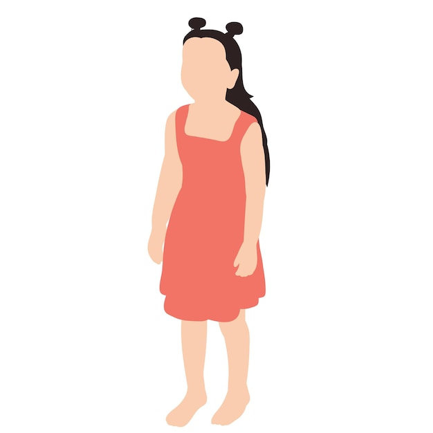 Vector isolated child in flat style girl looking