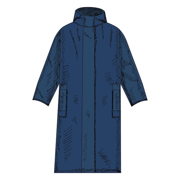 Vector isolated color sketch female coat blue