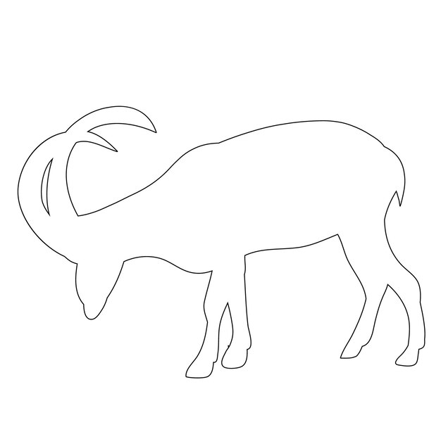 Vector isolated contour gnatine goat