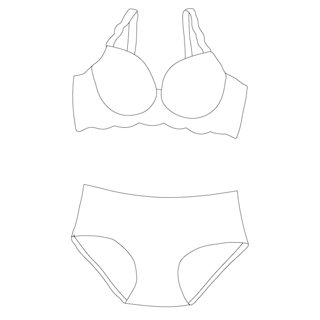 Vector isolated contours of lingerie underpants and bra