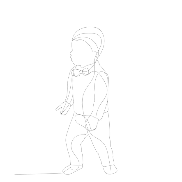 Vector isolated drawing a continuous line the boy is walking