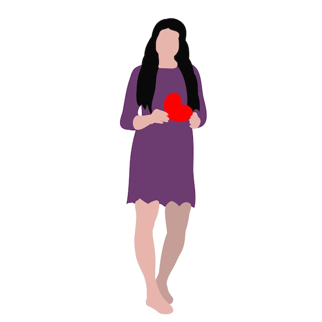 Vector isolated in flat style girl with heart