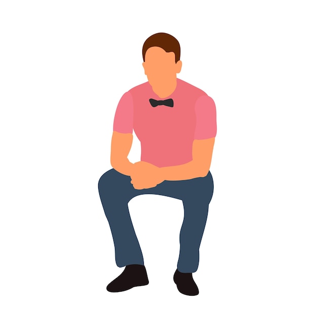 Vector isolated flat style isometric people guy sitting