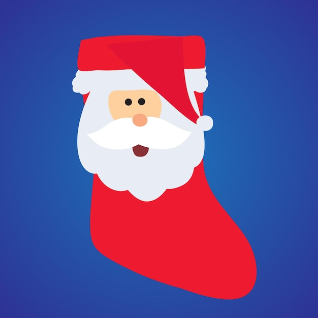 Vector isolated gift sock with santa new year