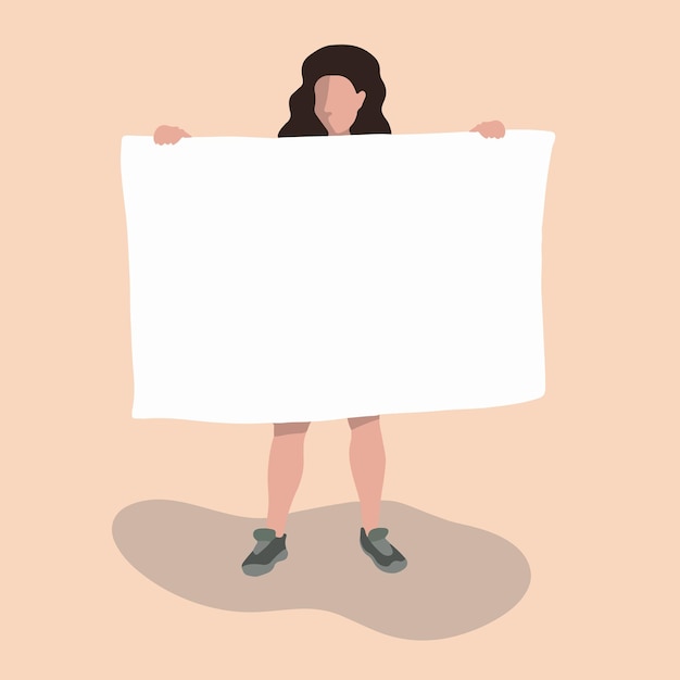 Vector isolated illustration of a girl holding a horizontal poster.