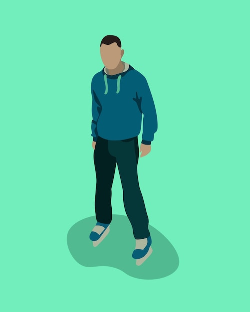 Vector isolated illustration of a man on ice skates.