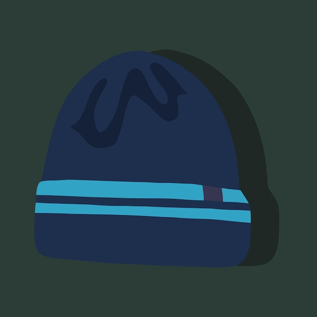 Vector vector isolated illustration of a winter sports capblue hat on a green background