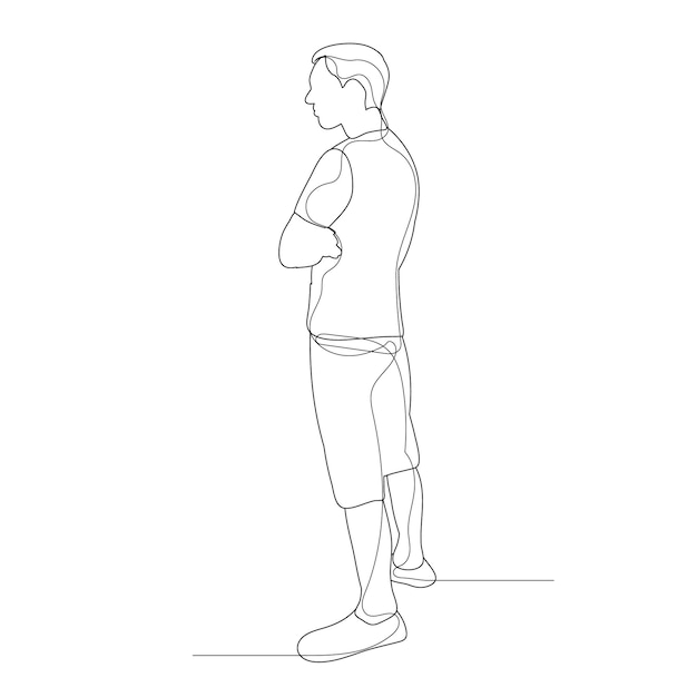 Vector, isolated man line drawing