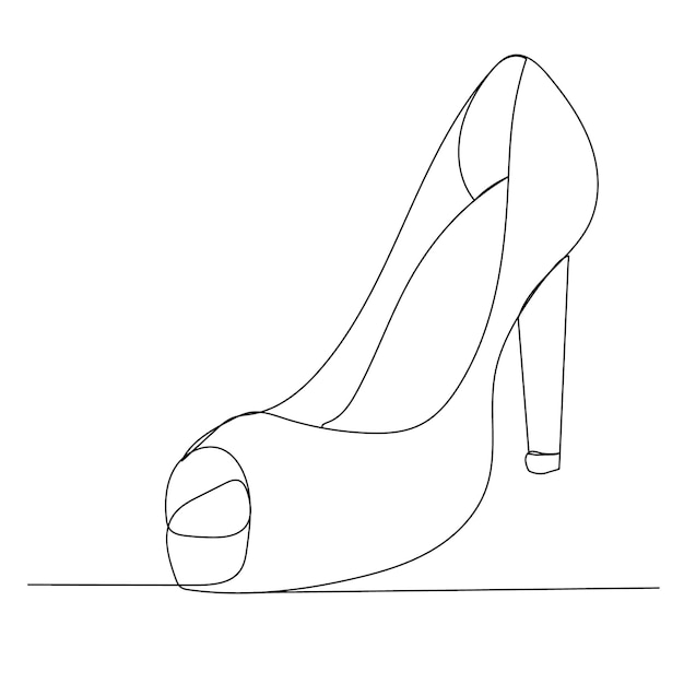 Vector isolated one continuous line drawing of a woman's shoe