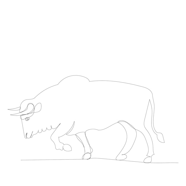 Vector isolated one line drawing bull cow