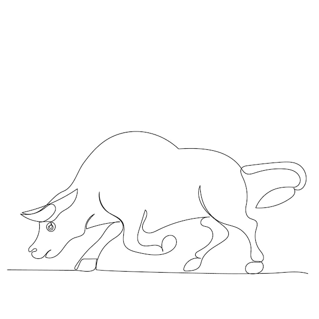 Vector isolated one line drawing bull cow