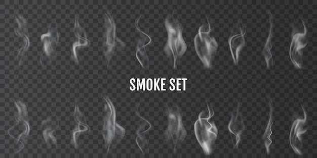 Vector vector isolated realistic cigarette smoke waves.