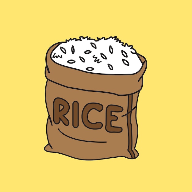 Vector isolated rice sack cartoonstyle illustration