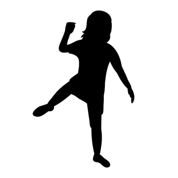 Vector isolated silhouette child little girl