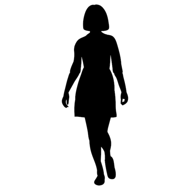 Vector isolated silhouette girl is walking