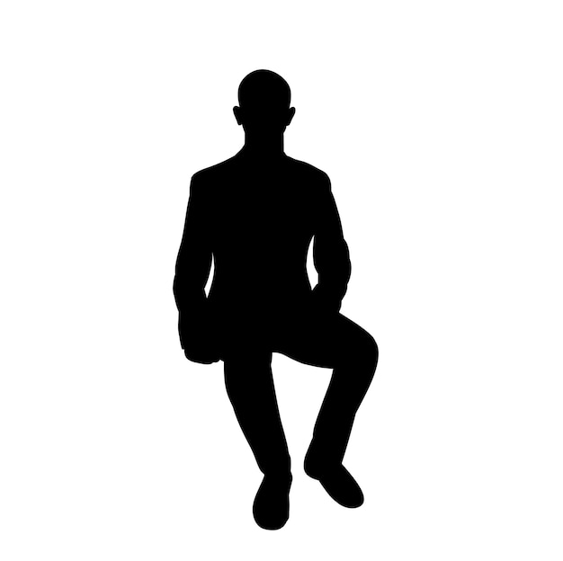 Vector isolated silhouette man sitting