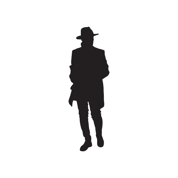 vector isolated silhouette man standing on a white background