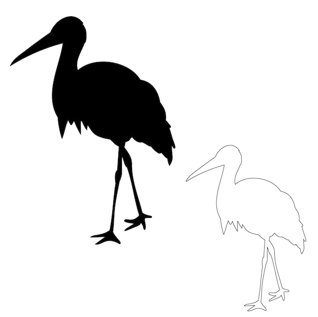 Vector isolated silhouette outline ayst heron