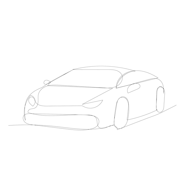 Vector isolated single line drawing of a continuous car